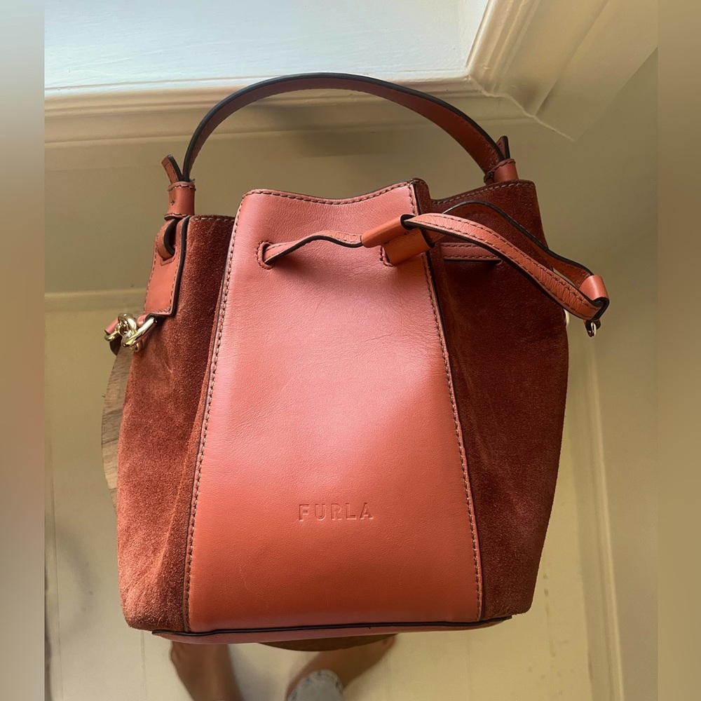 Furla Miastella suede and leather bucket bag